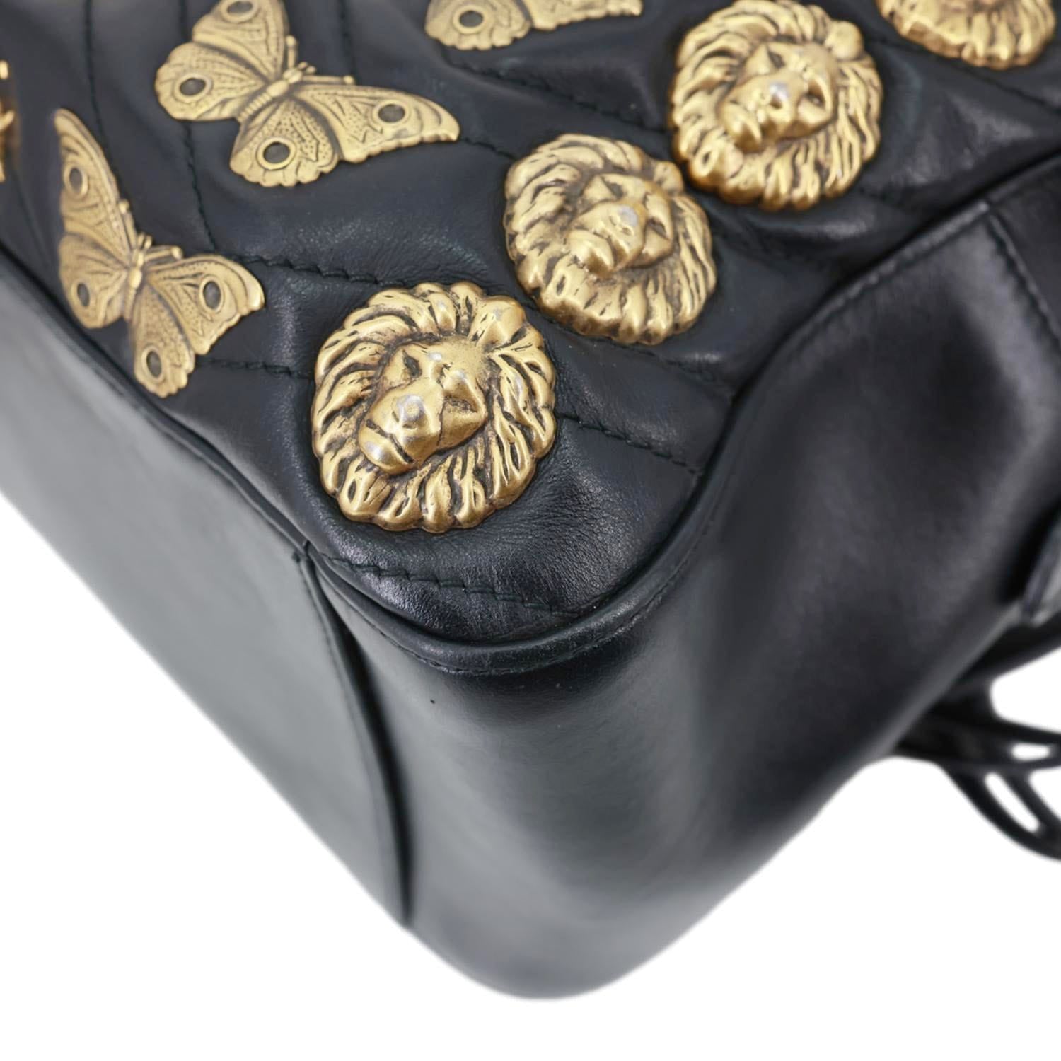 GUCCI GG Marmont Animal Studs Leather Backpack Black 476671