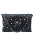 CHANEL CC Envelope Printed Lambskin Leather Chain Clutch Bag Black