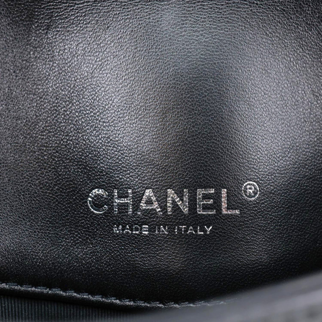 CHANEL CC Envelope Printed Lambskin Leather Chain Clutch Bag Black