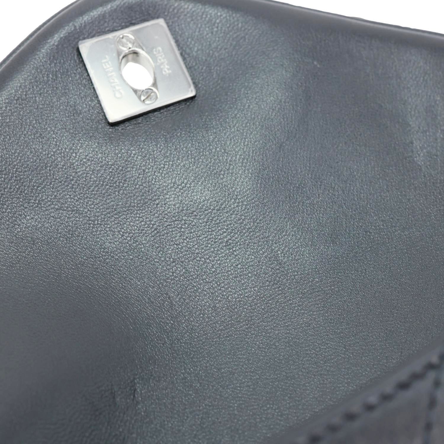 CHANEL CC Envelope Printed Lambskin Leather Chain Clutch Bag Black