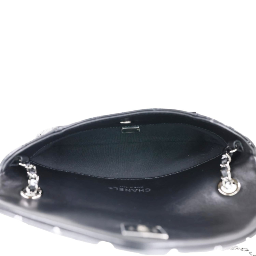 CHANEL CC Envelope Printed Lambskin Leather Chain Clutch Bag Black