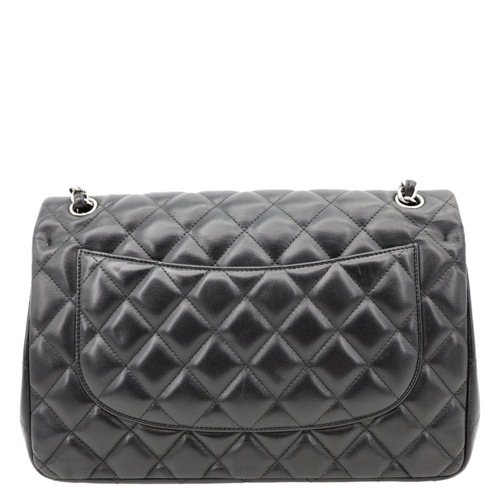 CHANEL Classic Double Flap Leather Shoulder Bag Black
