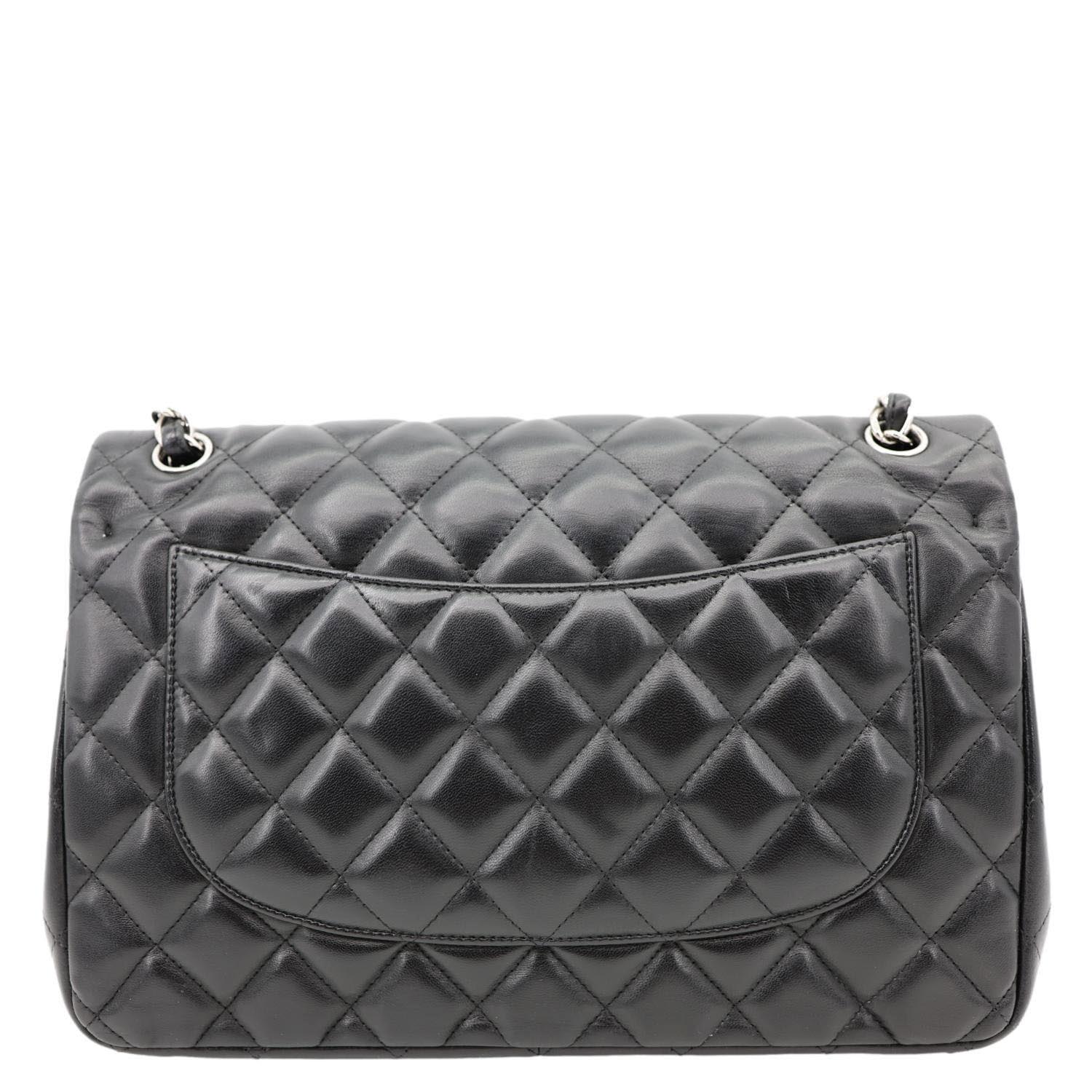 CHANEL Classic Double Flap Leather Shoulder Bag Black