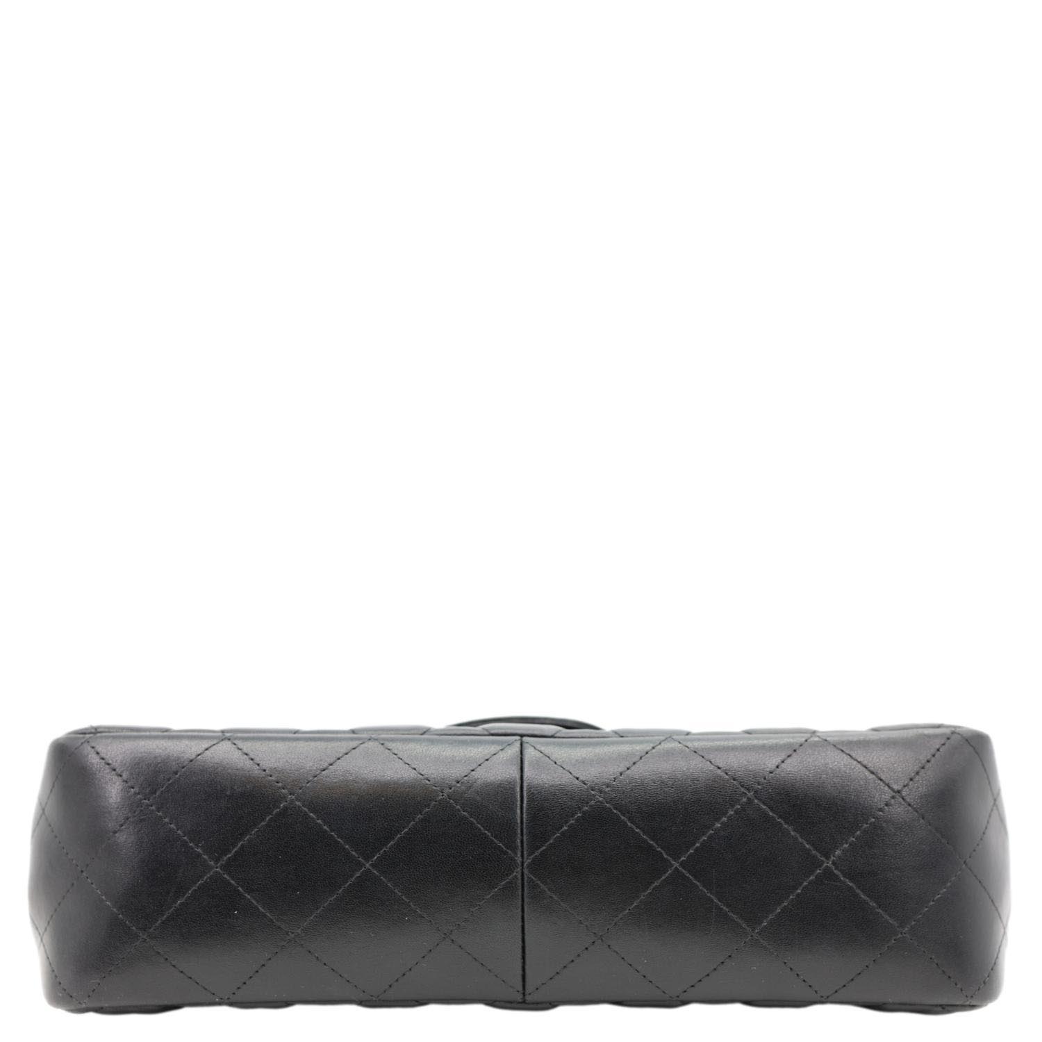 CHANEL Classic Double Flap Leather Shoulder Bag Black