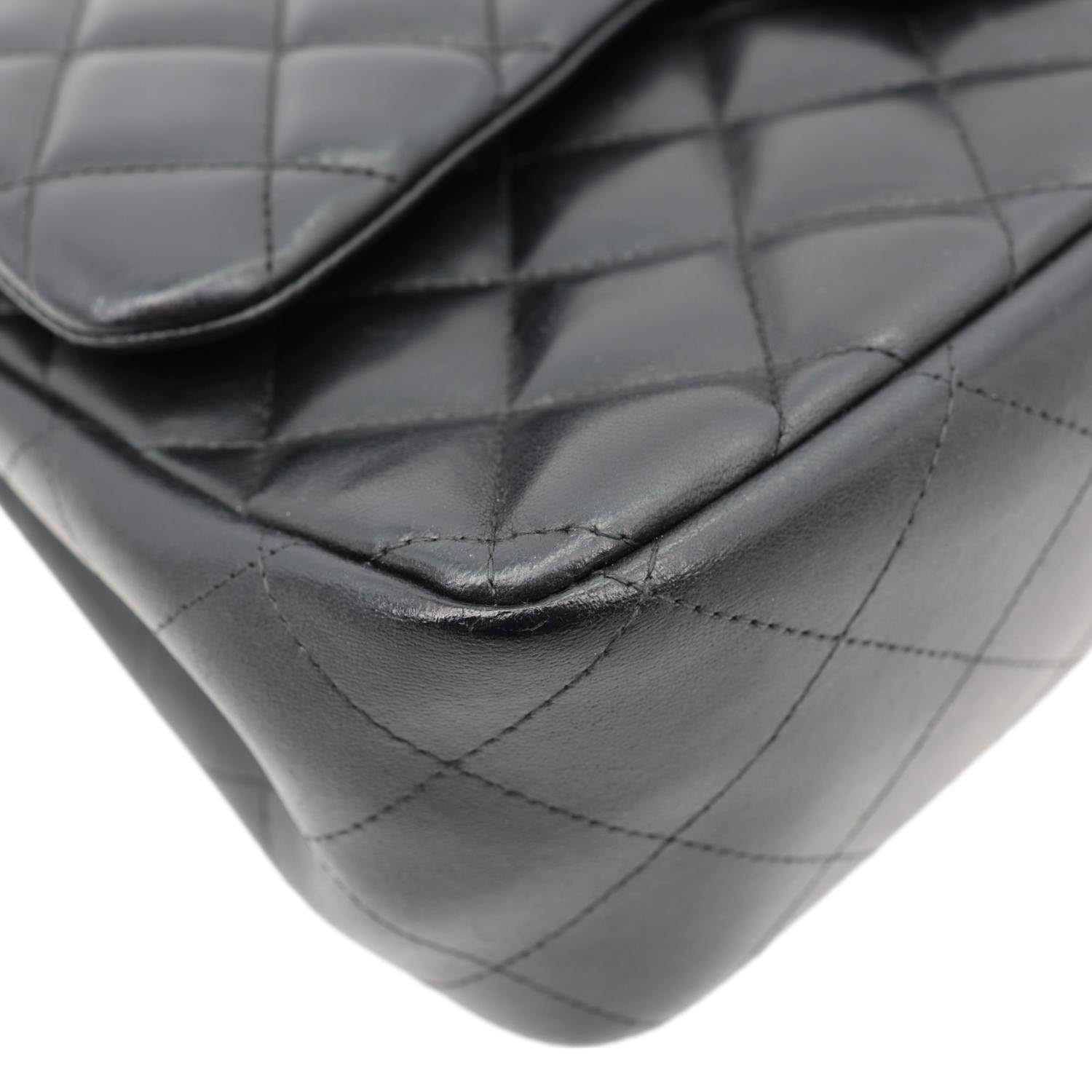CHANEL Classic Double Flap Leather Shoulder Bag Black