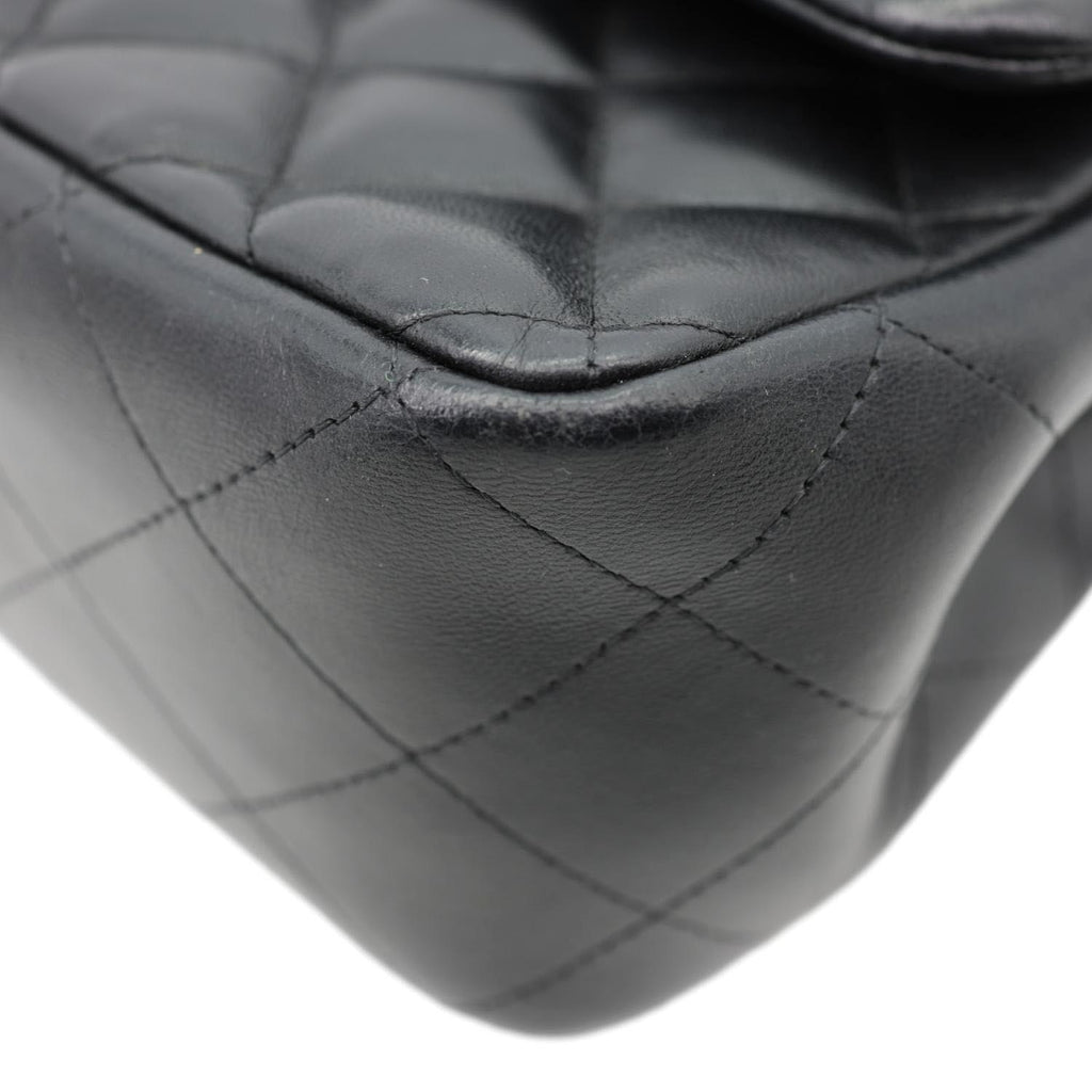 CHANEL Classic Double Flap Leather Shoulder Bag Black