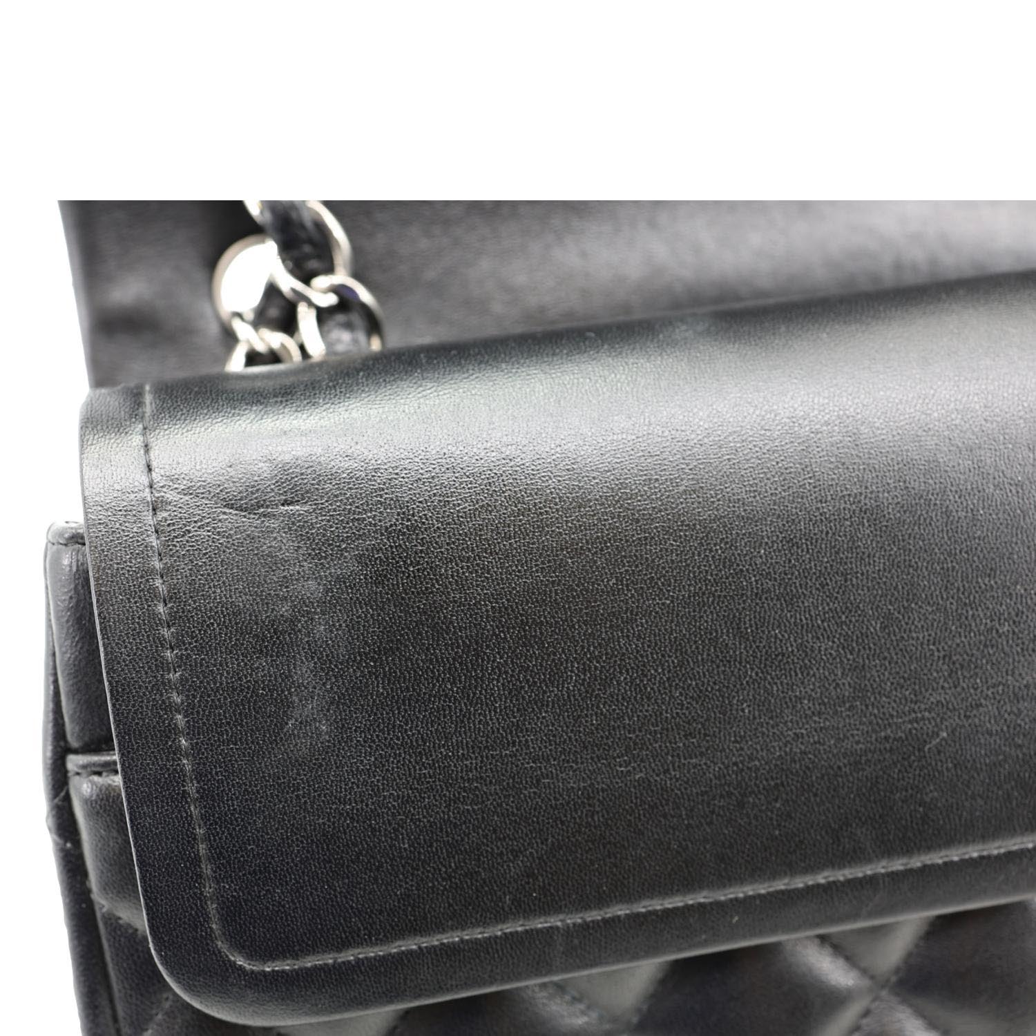 CHANEL Classic Double Flap Leather Shoulder Bag Black