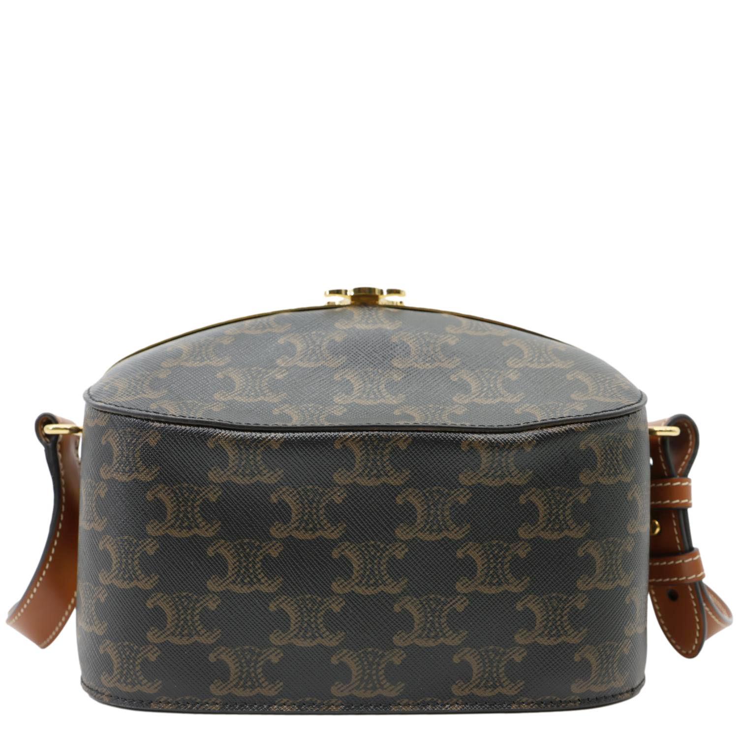 CELINE Lunch Box Triomphe Canvas Shoulder Bag Brown