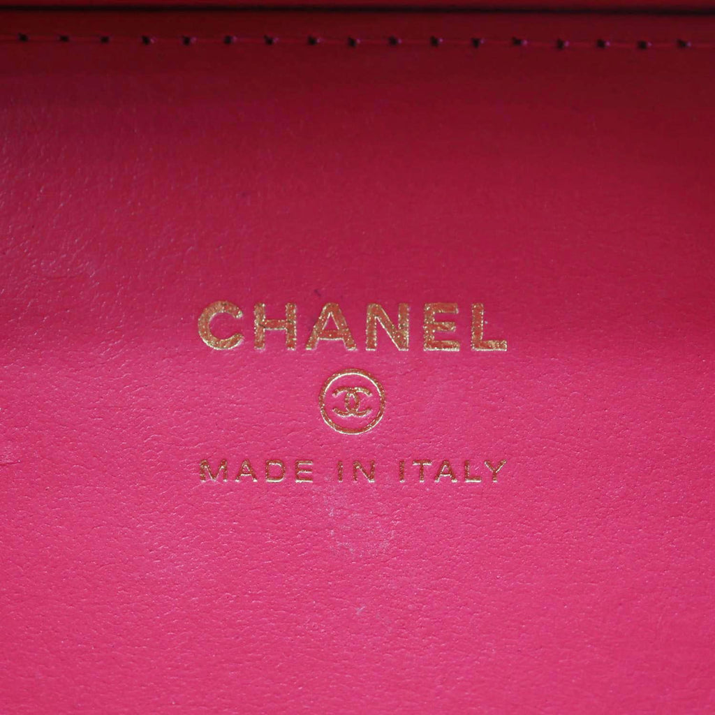CHANEL Woven Chain Vanity Case Mini Patent Leather Top Handle Shoulder Bag Blue