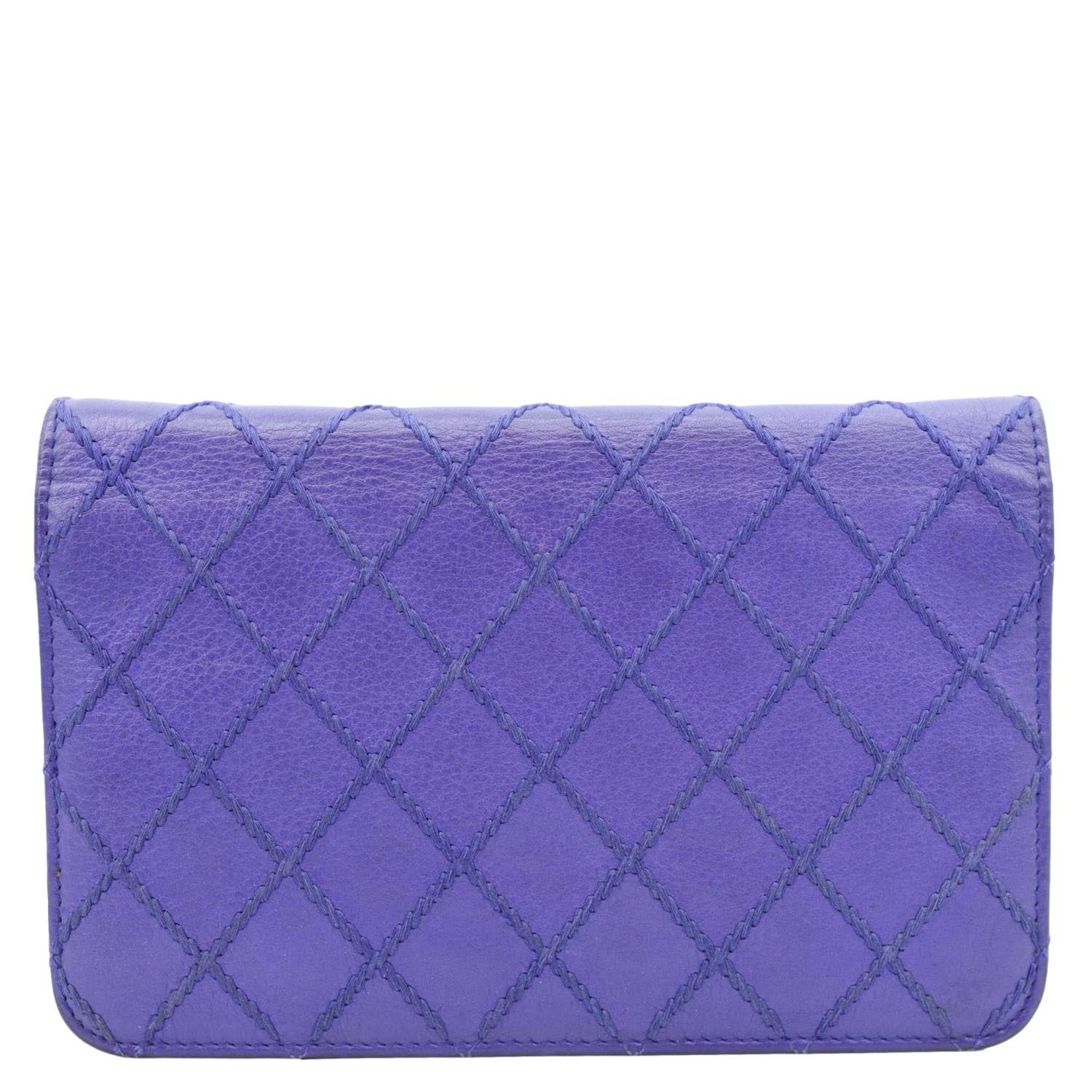CHANEL Fancy CC Quilted Calfskin Leather Wallet On Chain Bag Blue