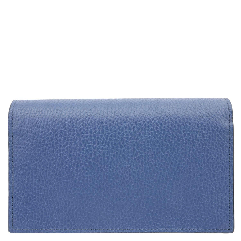 GUCCI Dollar Interlocking G Calfskin Leather Chain Wallet Crossbody Bag Blue 510314