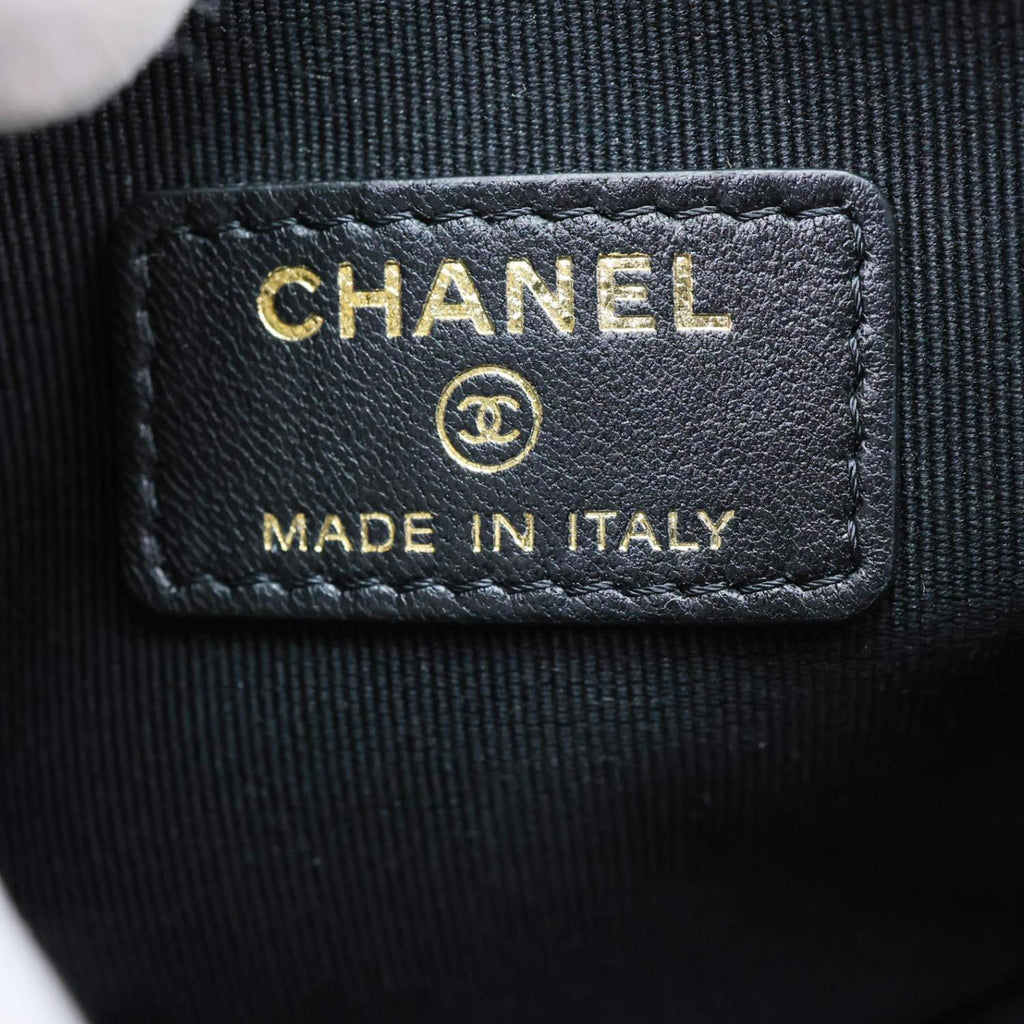 CHANEL Chain Around Mini Quilted Lambskin Leather Hobo Bag Black