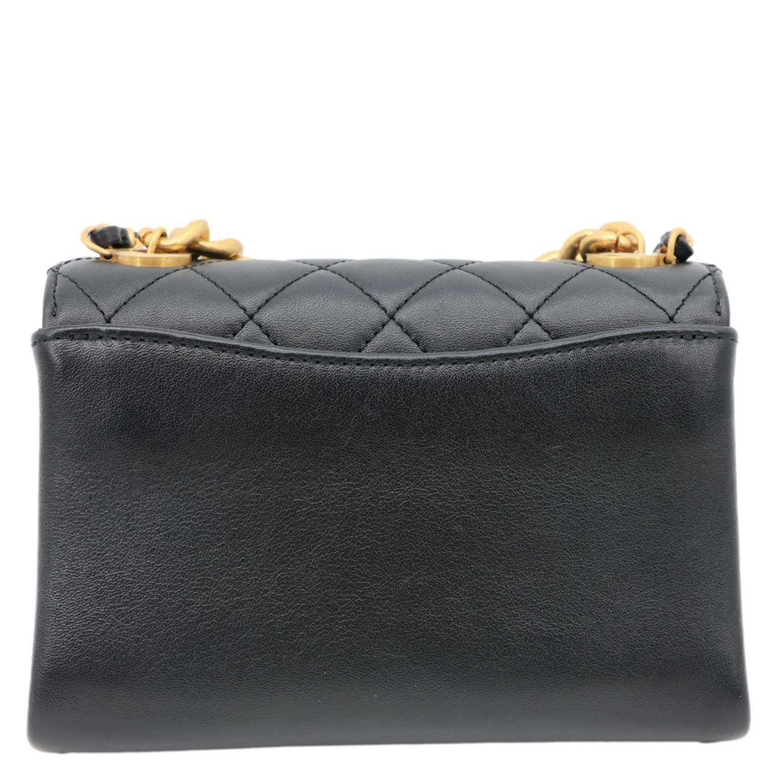 CHANEL Pearl Boy Flap Mini Quilted Calfskin Leather Chain Crossbody Bag Black