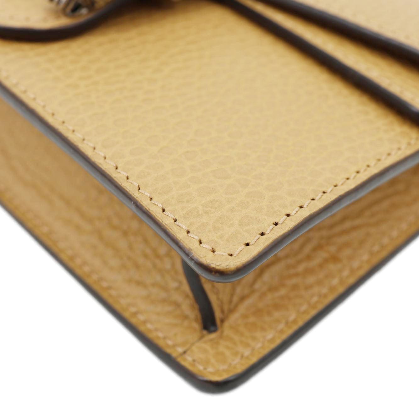 GUCCI Dionysus Mini Leather Crossbody Bag Beige 476432