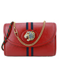 GUCCI Rajah Small Web Leather Shoulder Bag Red 570145
