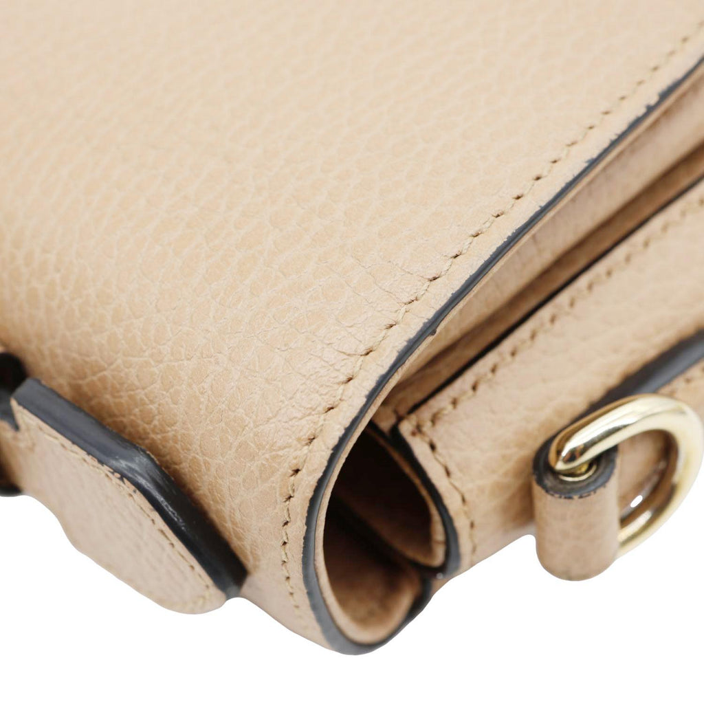 GUCCI Interlocking G Dollar Calfskin Leather Crossbody Bag Beige 510302