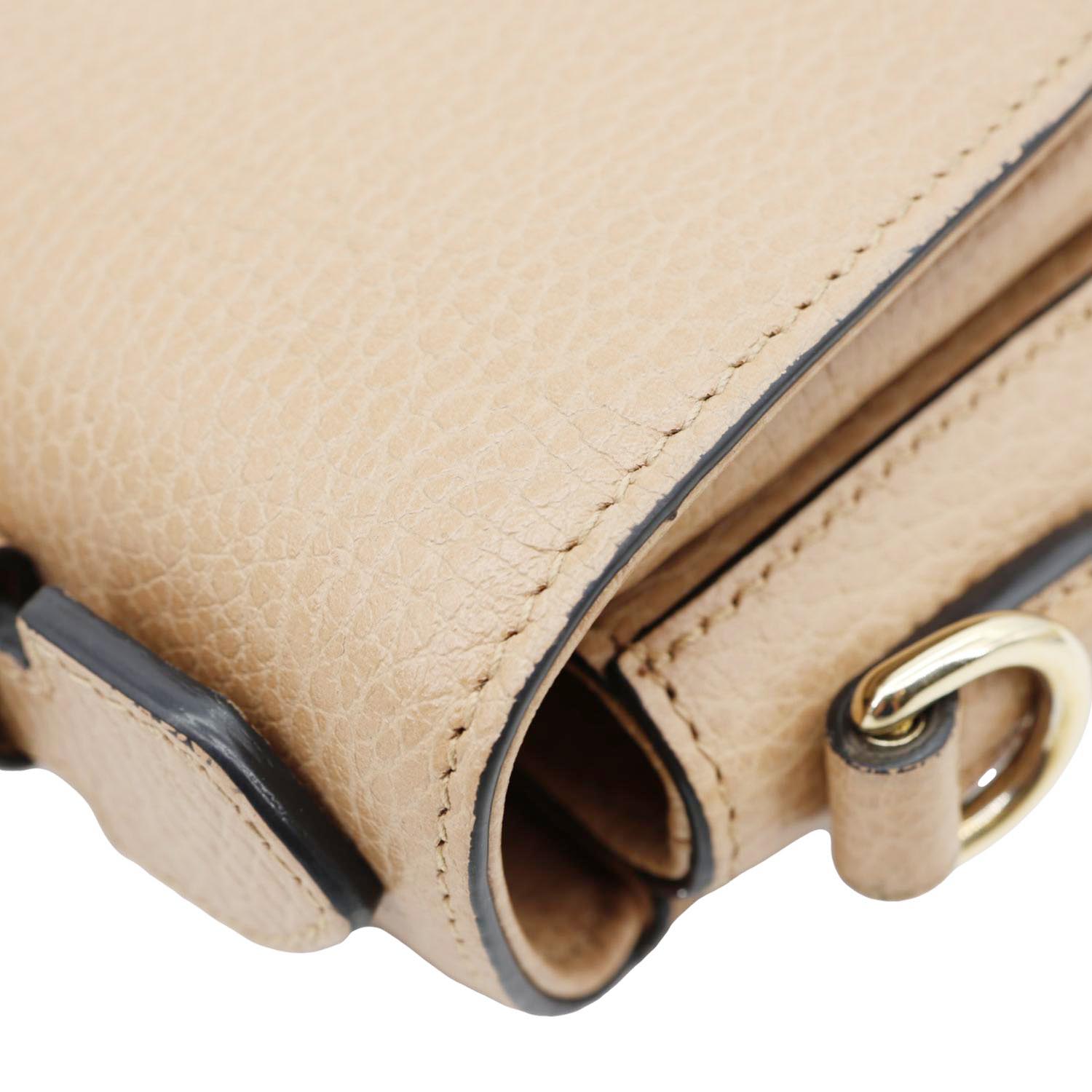 GUCCI Interlocking G Dollar Calfskin Leather Crossbody Bag Beige 510302