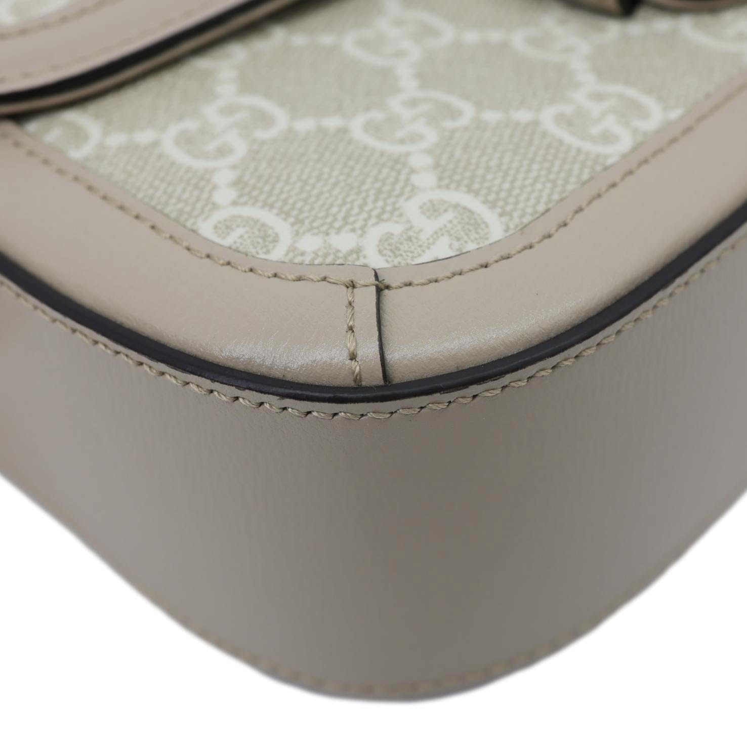 GUCCI Horsebit 1955 Small GG Supreme Canvas Shoulder Bag Beige 735178