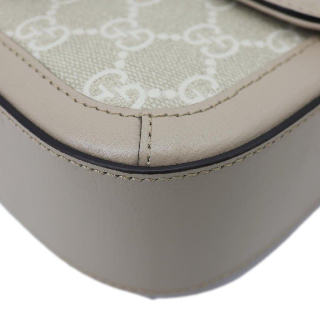 GUCCI Horsebit 1955 Small GG Supreme Canvas Shoulder Bag Beige 735178