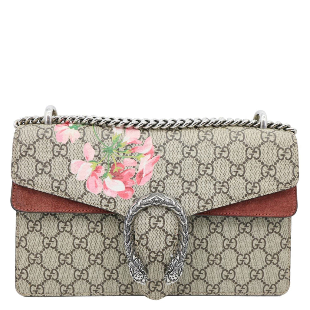 GUCCI Dionysus Small Blooms GG Supreme Canvas Shoulder Bag Beige 400249