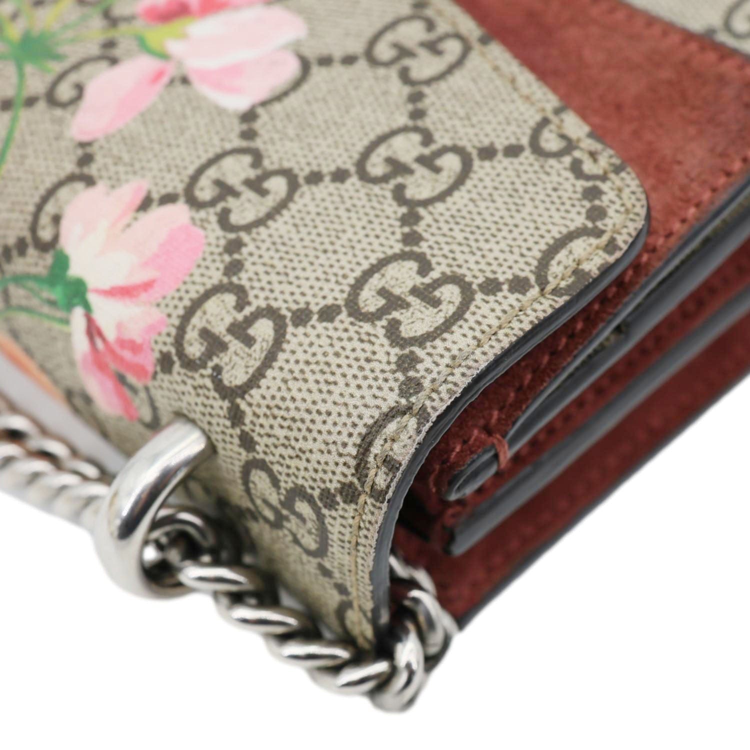 GUCCI Dionysus Small Blooms GG Supreme Canvas Shoulder Bag Beige 400249