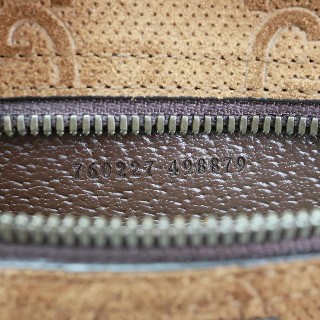 GUCCI Savoy Jumbo GG Suede Textured Leather Tote Bag Brown 760227