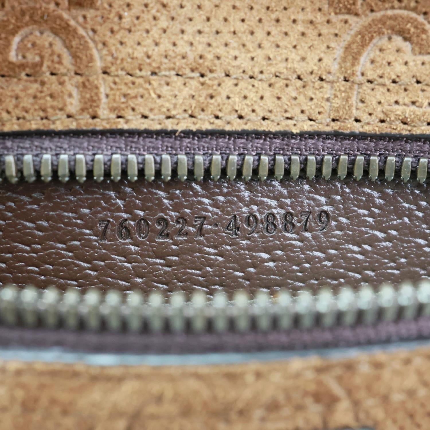 GUCCI Savoy Jumbo GG Suede Textured Leather Tote Bag Brown 760227