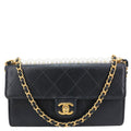 CHANEL Chic Pearls Quilted Goatskin Leather Clutch On Chain Black