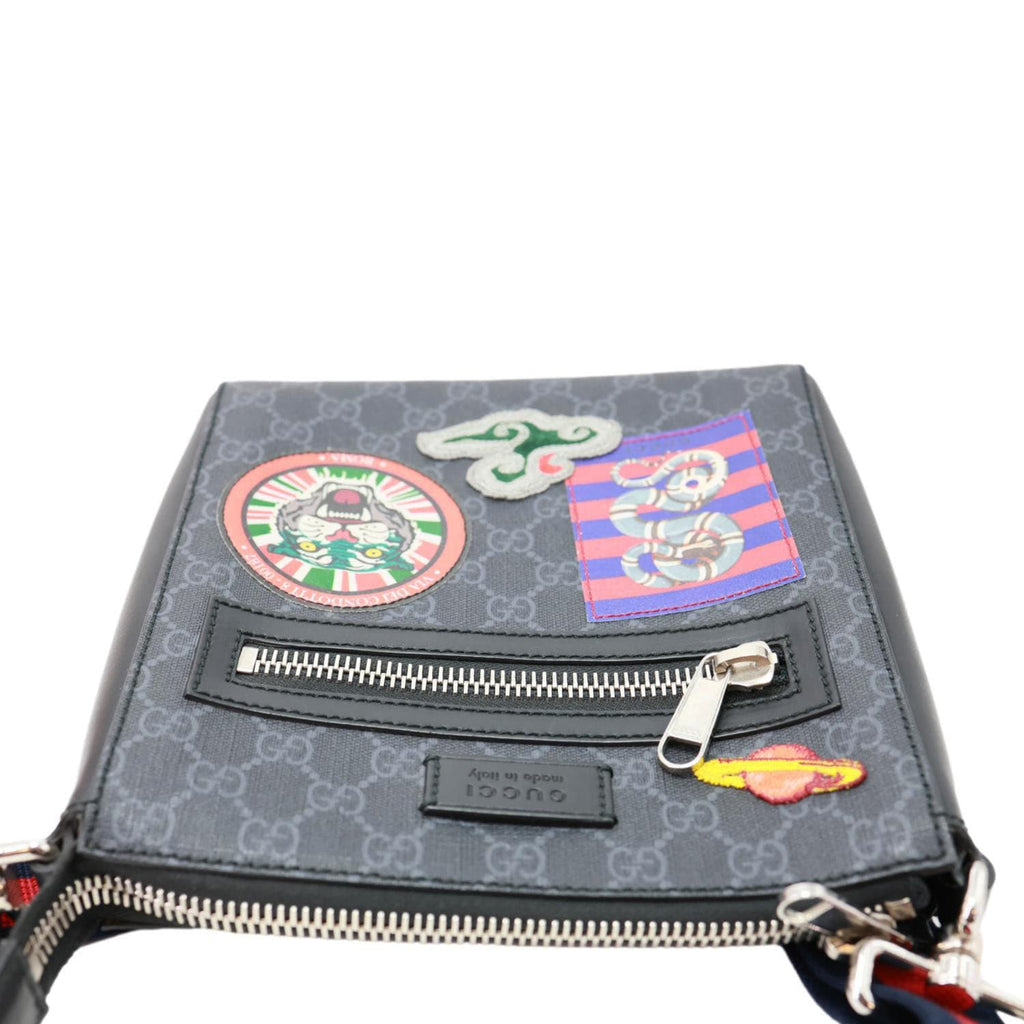 GUCCI Night Courrier GG Supreme Messenger Crossbody Bag Black