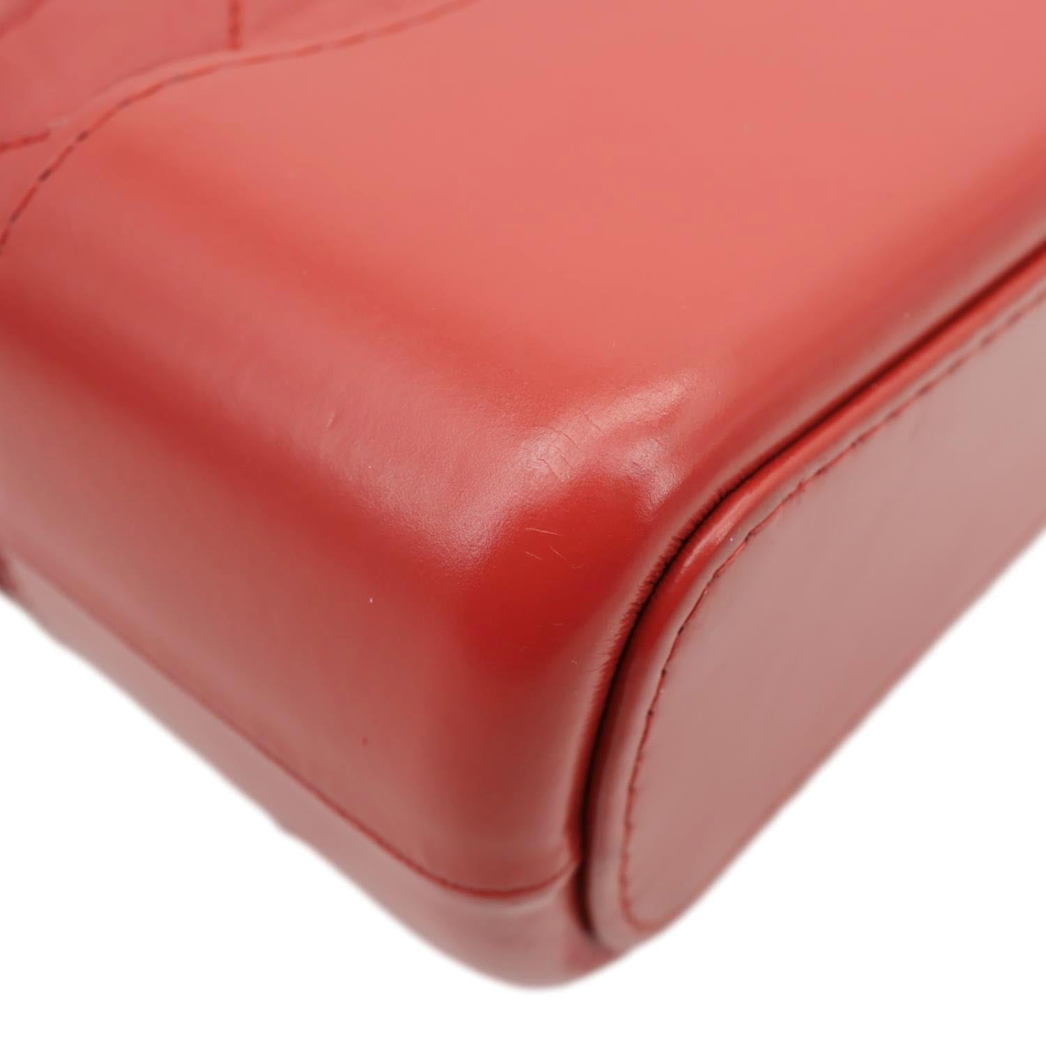 CHANEL Gabrielle Aged Calfskin Quilted Leather Crossbody Bag Red