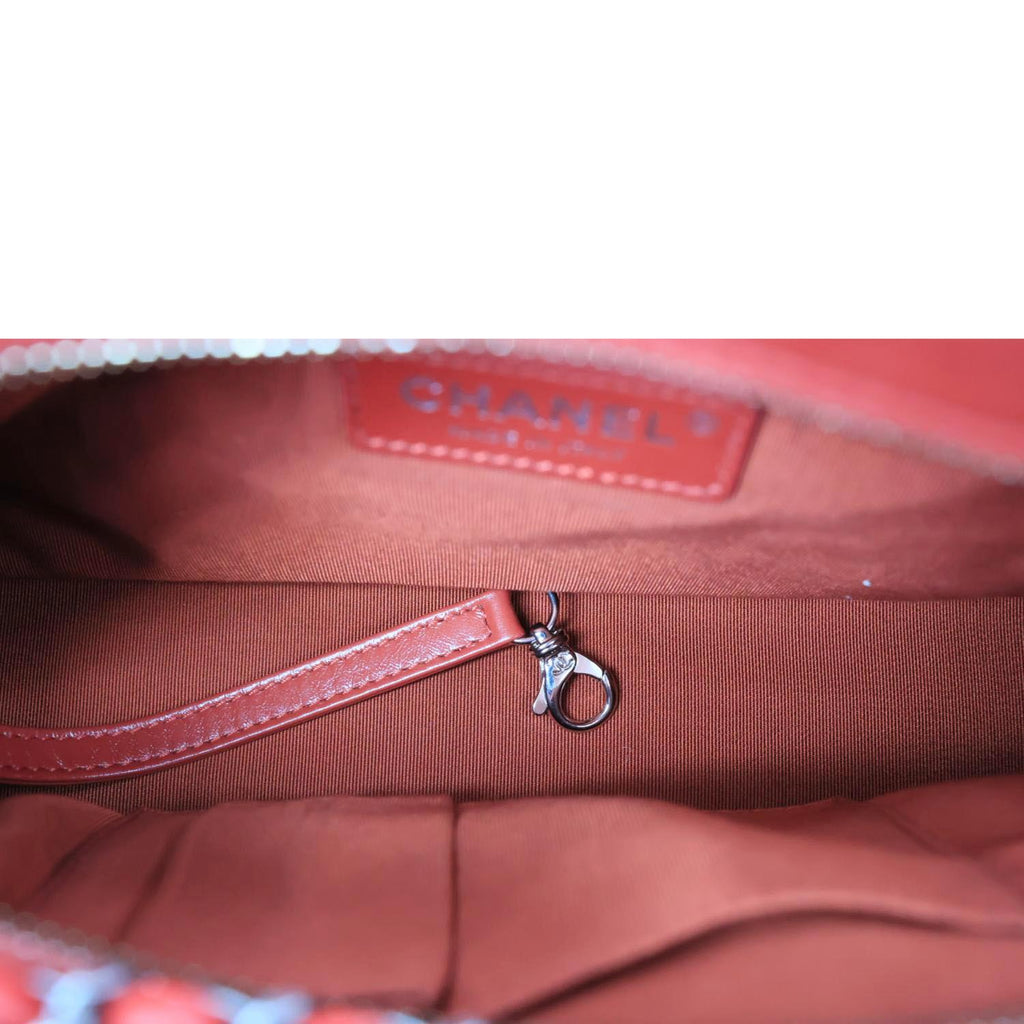 CHANEL Gabrielle Aged Calfskin Quilted Leather Crossbody Bag Red