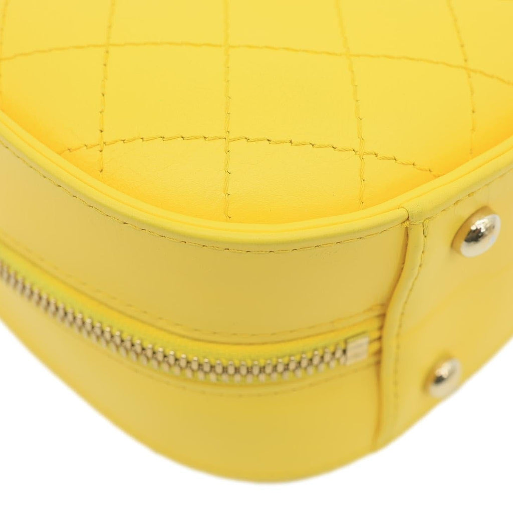CHANEL Vanity Case Quilted Calfskin Crumpled Leather Crossbody Bag Yellow