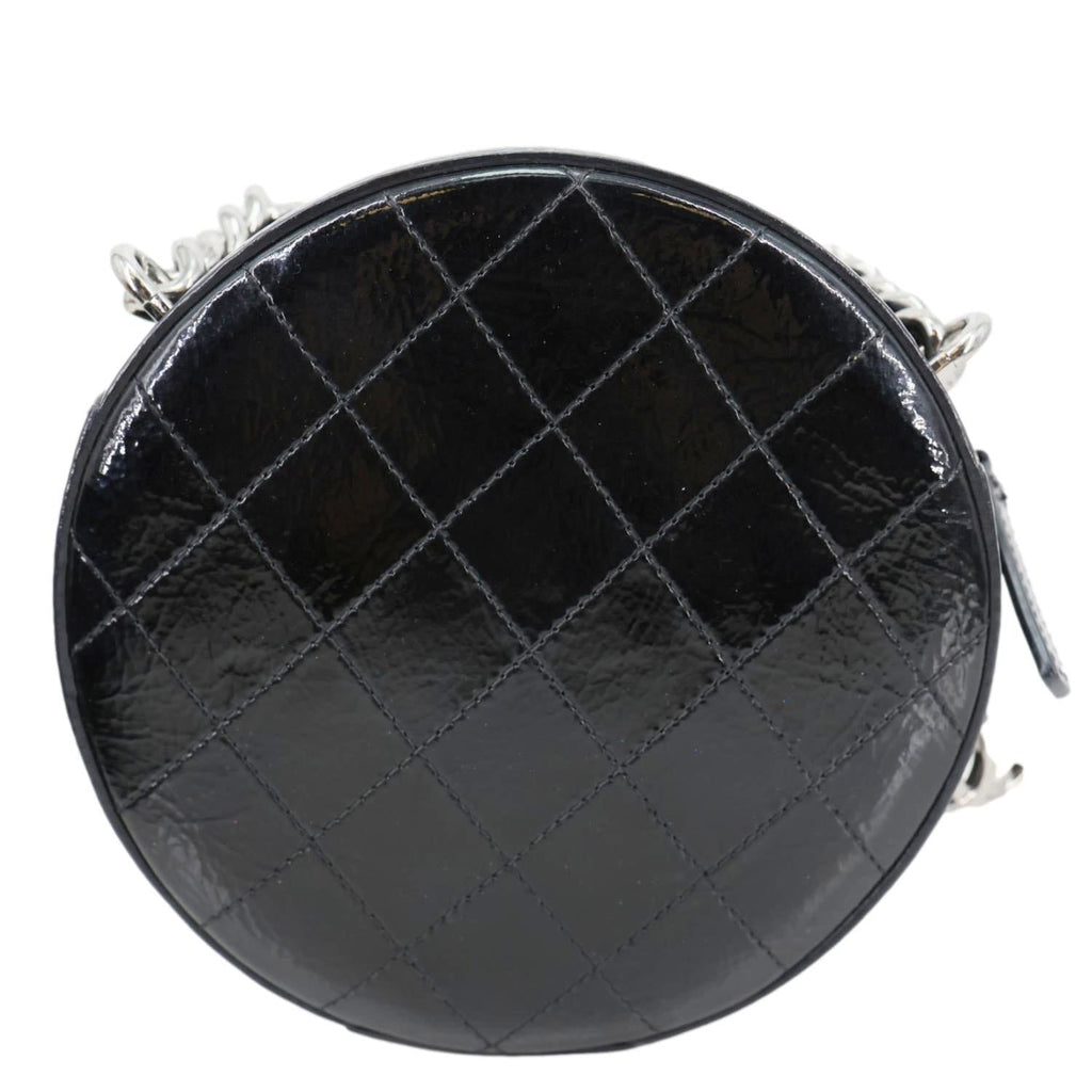 CHANEL Round as Earth Patent Leather Crossbody Bag Black