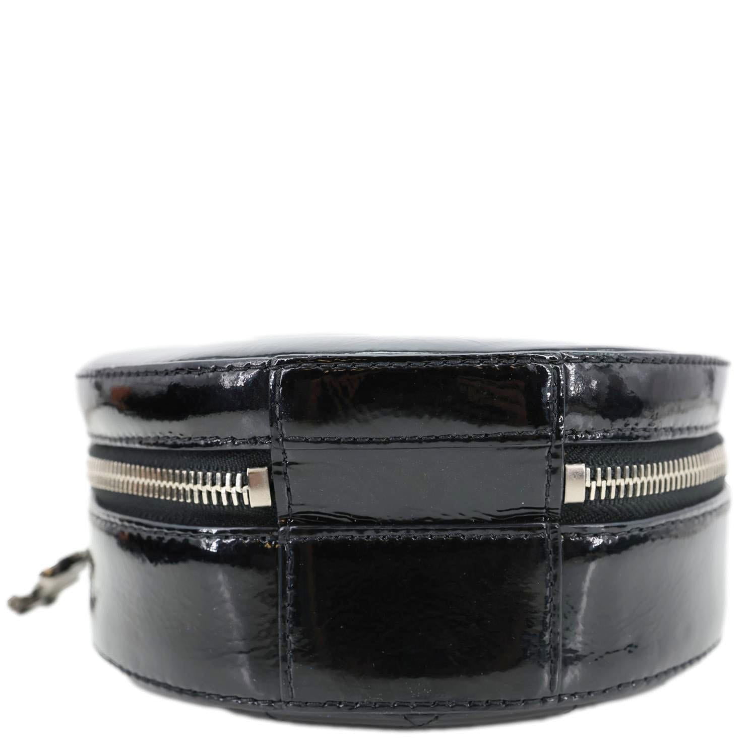 CHANEL Round as Earth Patent Leather Crossbody Bag Black