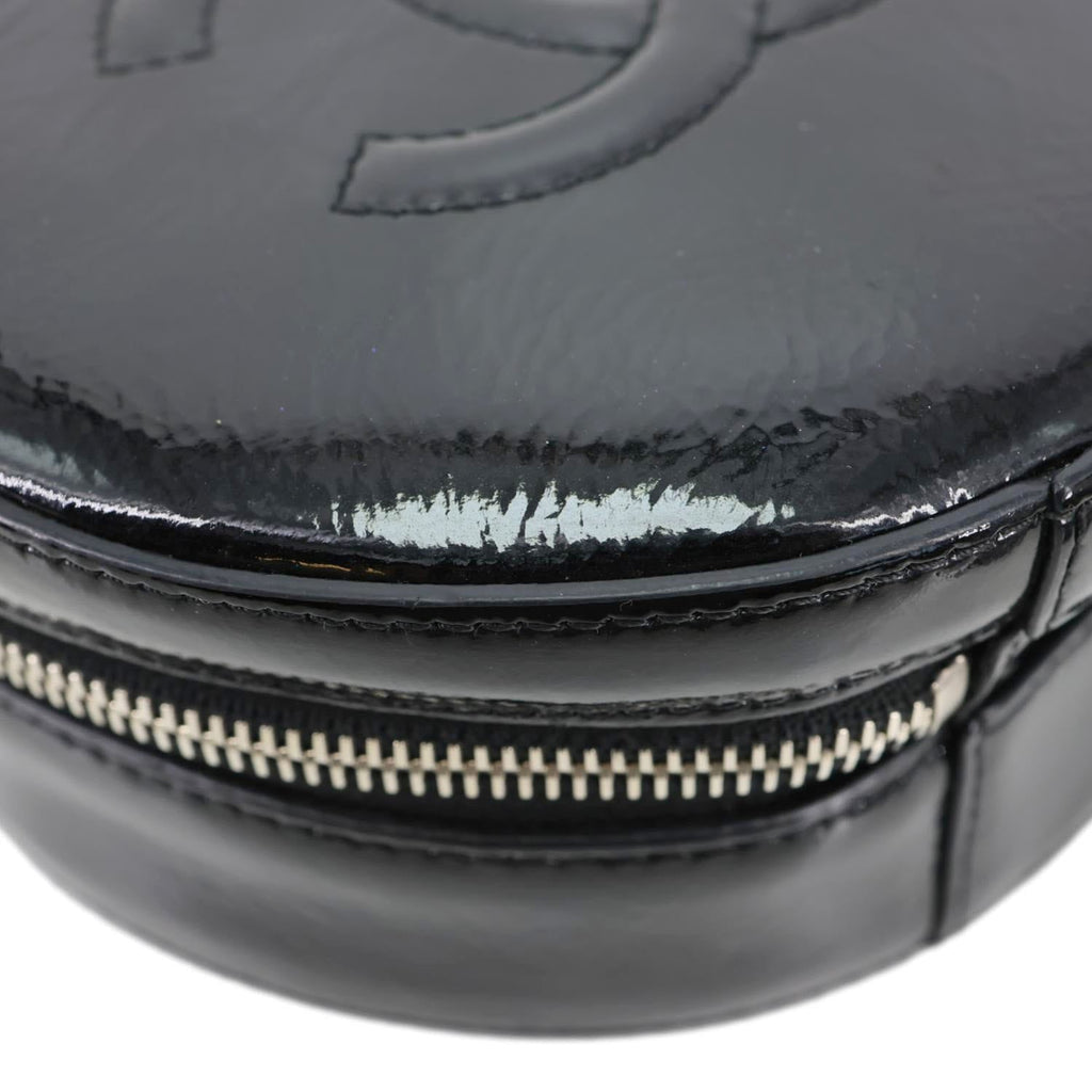 CHANEL Round as Earth Patent Leather Crossbody Bag Black