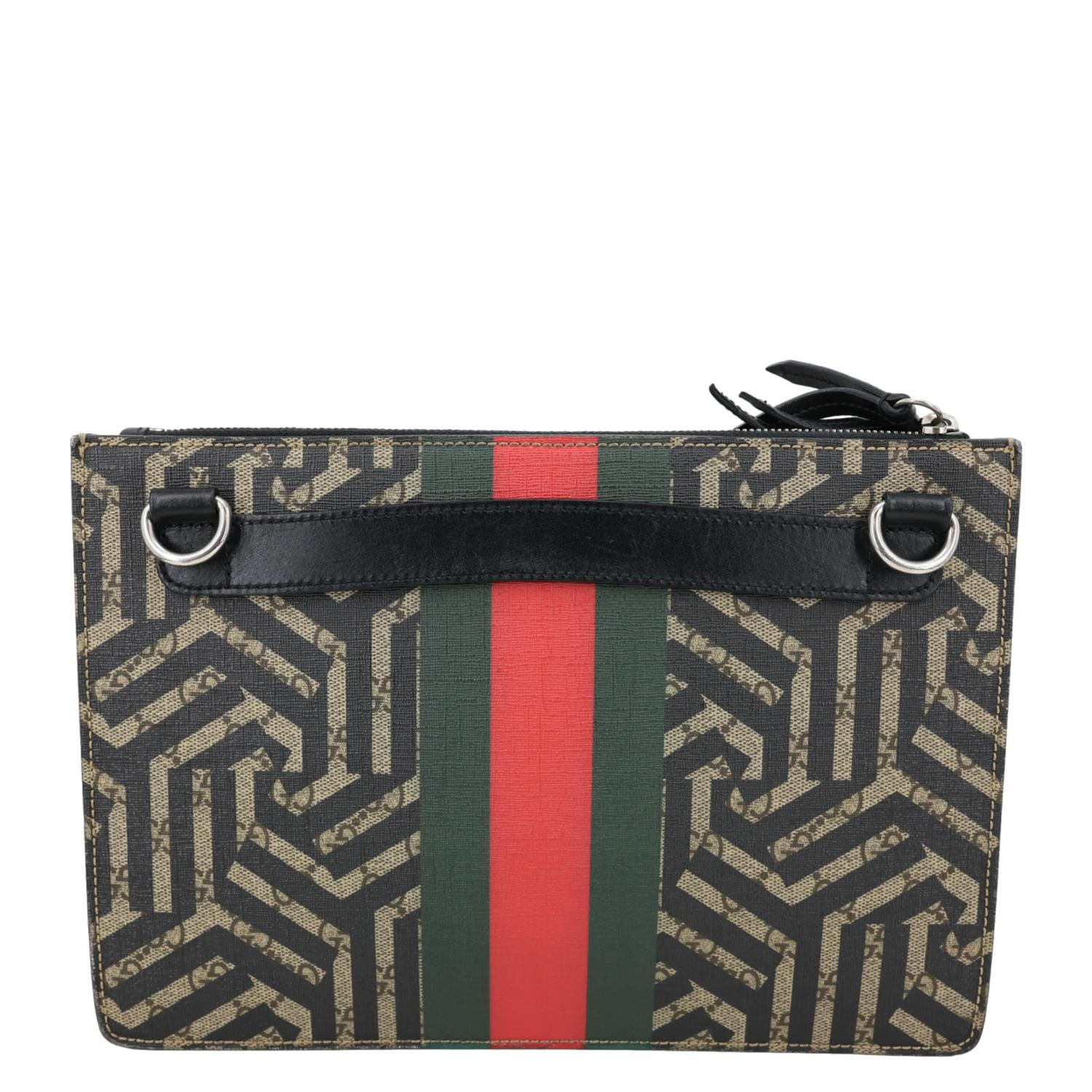 GUCCI Caleido Bee GG Supreme Web Canvas Clutch Crossbody Bag Black 450358