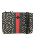GUCCI Caleido Bee GG Supreme Web Canvas Clutch Crossbody Bag Black 450358