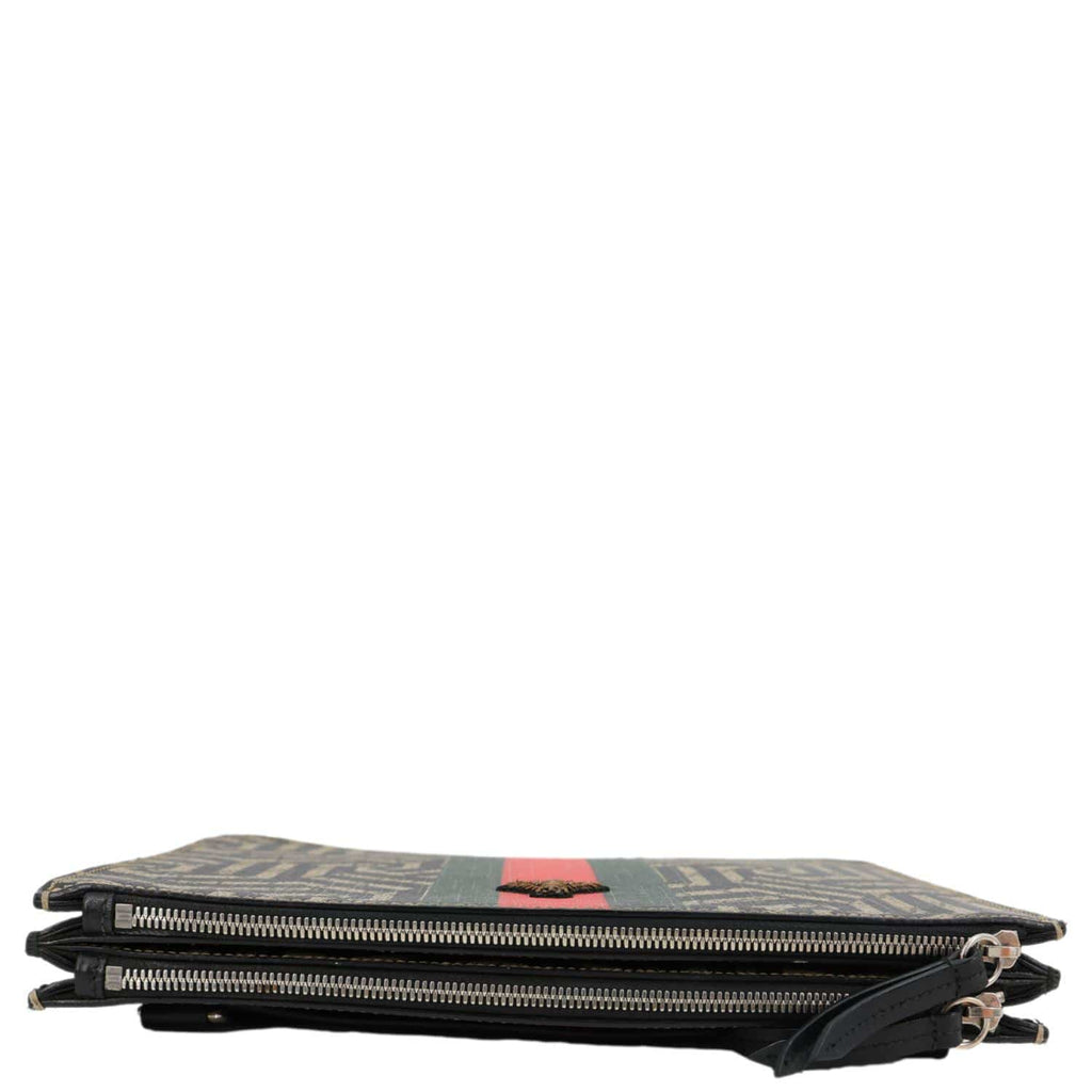 GUCCI Caleido Bee GG Supreme Web Canvas Clutch Crossbody Bag Black 450358