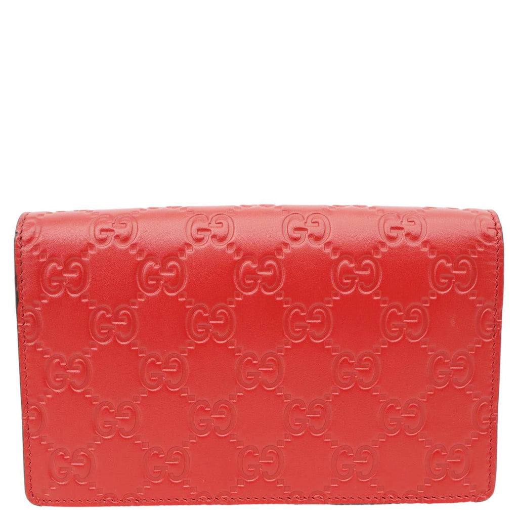 GUCCI Cherry Mini GG Leather Chain Wallet Crossbody Bag Red 481291