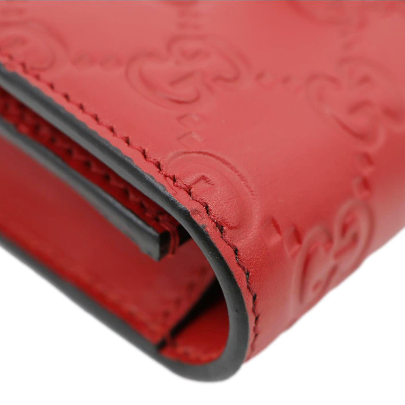 GUCCI Cherry Mini GG Leather Chain Wallet Crossbody Bag Red 481291