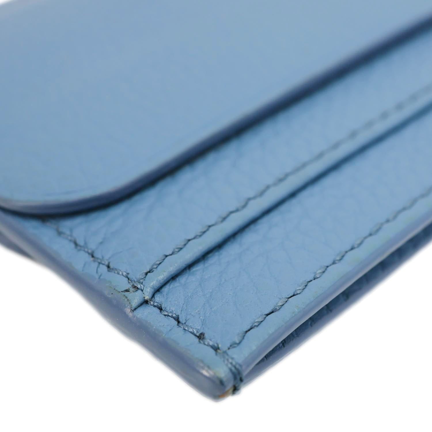 CHRISTIAN DIOR Leather Card Holder Blue
