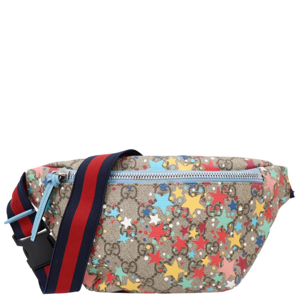 GUCCI Kids Web GG Supreme Stars Canvas Belt Bag Beige 502095