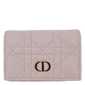 CHRISTIAN DIOR Caro Glycine Supple Cannage Calfskin Leather Wallet Pink