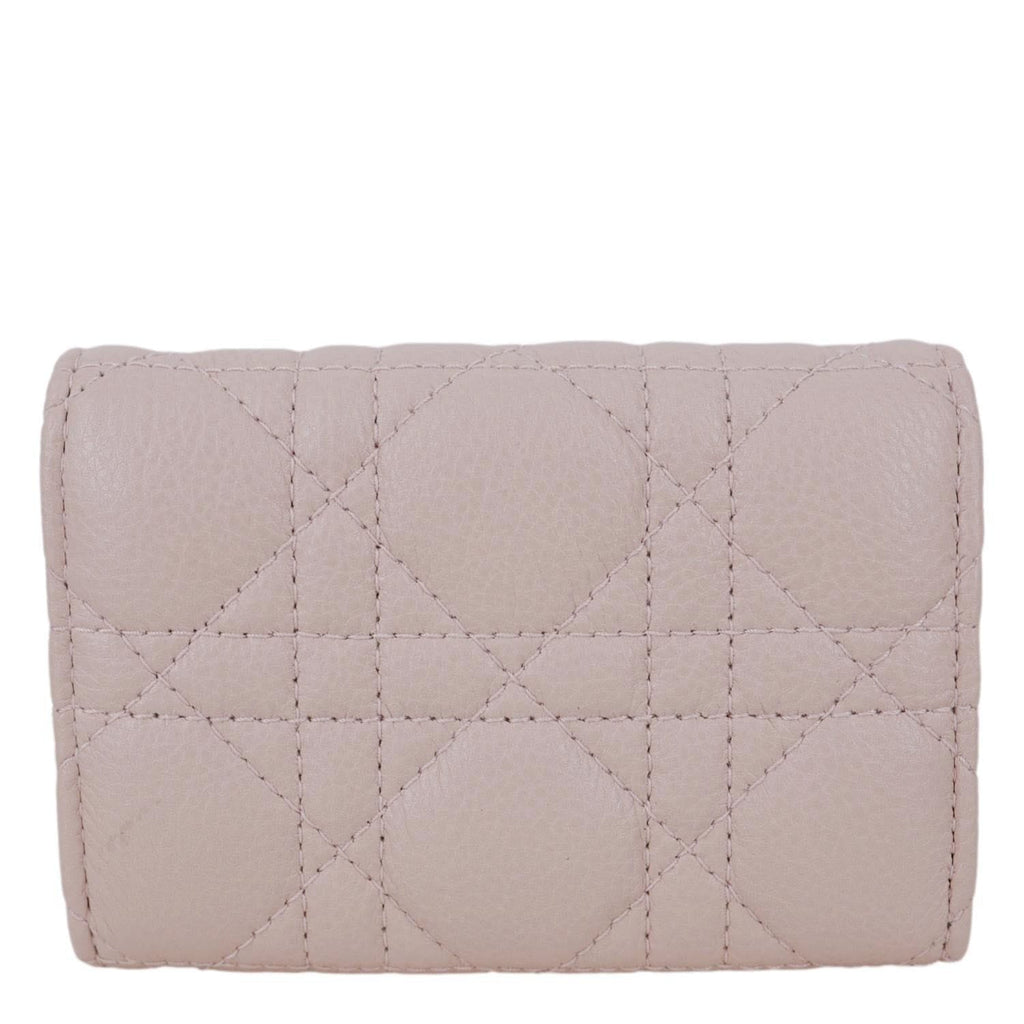 CHRISTIAN DIOR Caro Glycine Supple Cannage Calfskin Leather Wallet Pink
