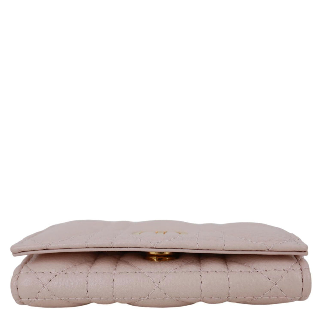 CHRISTIAN DIOR Caro Glycine Supple Cannage Calfskin Leather Wallet Pink
