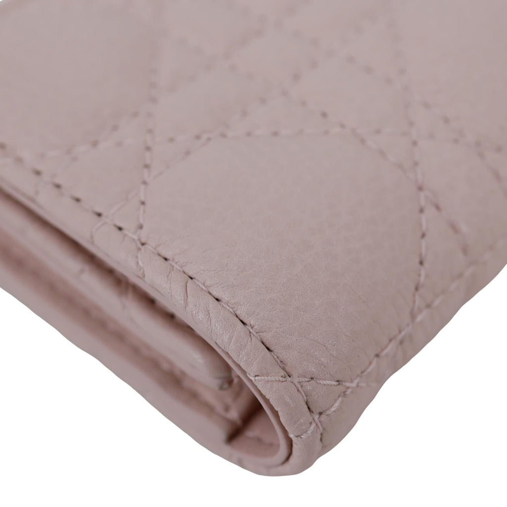 CHRISTIAN DIOR Caro Glycine Supple Cannage Calfskin Leather Wallet Pink