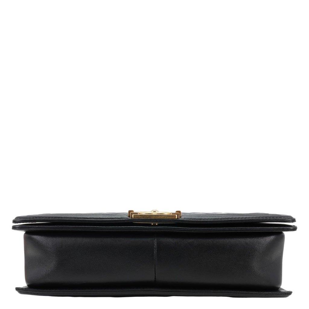 CHANEL Boy Flap Large Quilted Leather Crossbody Bag Black