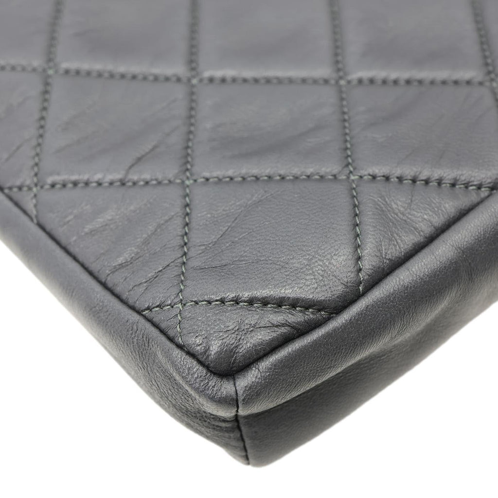 CHANEL Girl Quilted Lambskin Leather Crossbody Bag Grey
