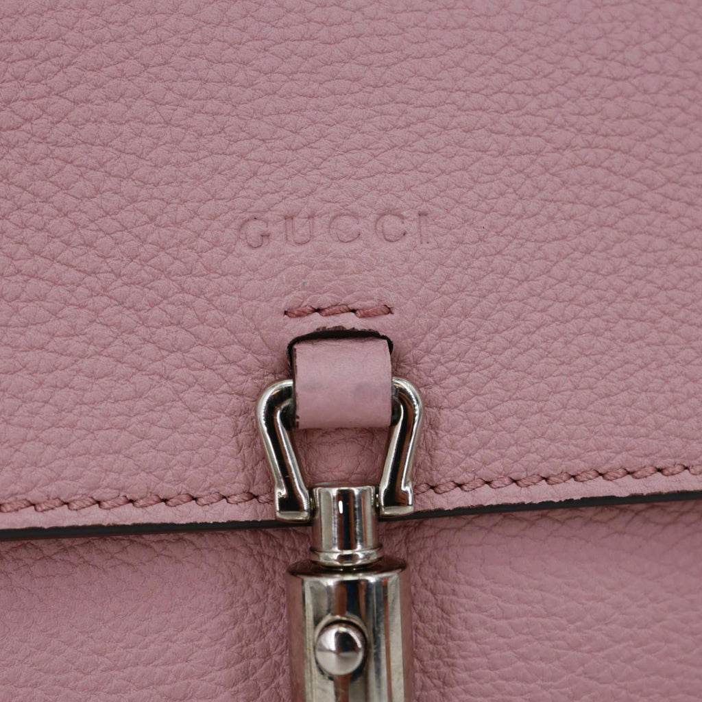 GUCCI Soft Jackie Flap Pebbled Leather Crossbody Bag Pink 364435