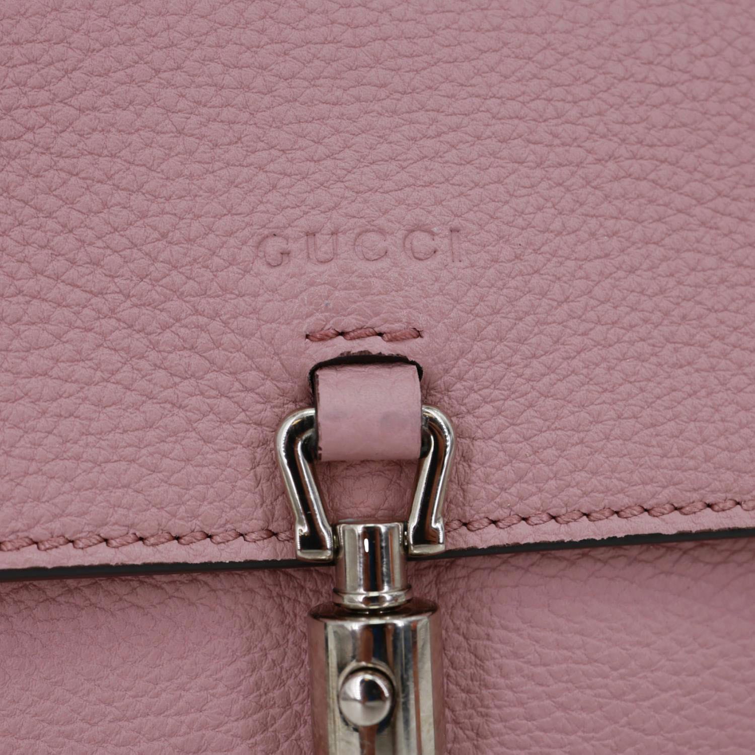 GUCCI Soft Jackie Flap Pebbled Leather Crossbody Bag Pink 364435